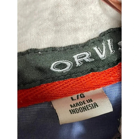 Orvis Mens Long Sleeve Pullover Mock Neck 1/4 Zip Snap Sweatshirt Beige Sz L/G - Picture 8 of 11